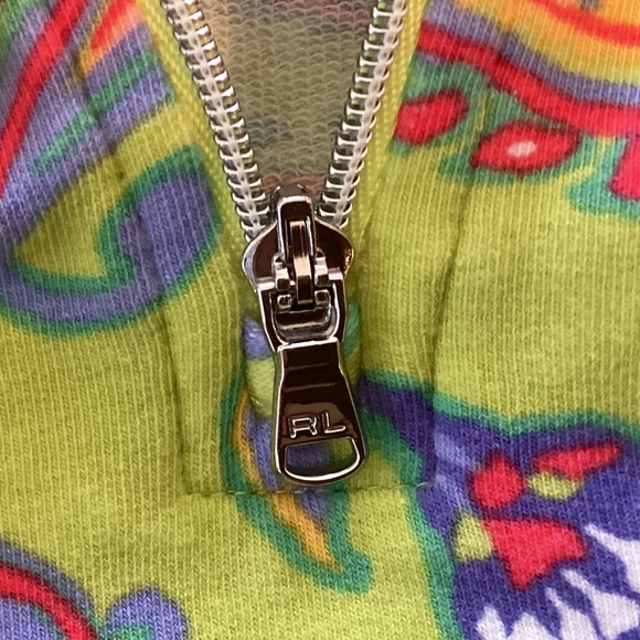 Ralph Lauren Polo Golf Half Zip Pullover Paisley Print French Terry Bright Color - Picture 10 of 11